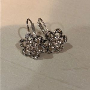 Dangly silver flower earrings